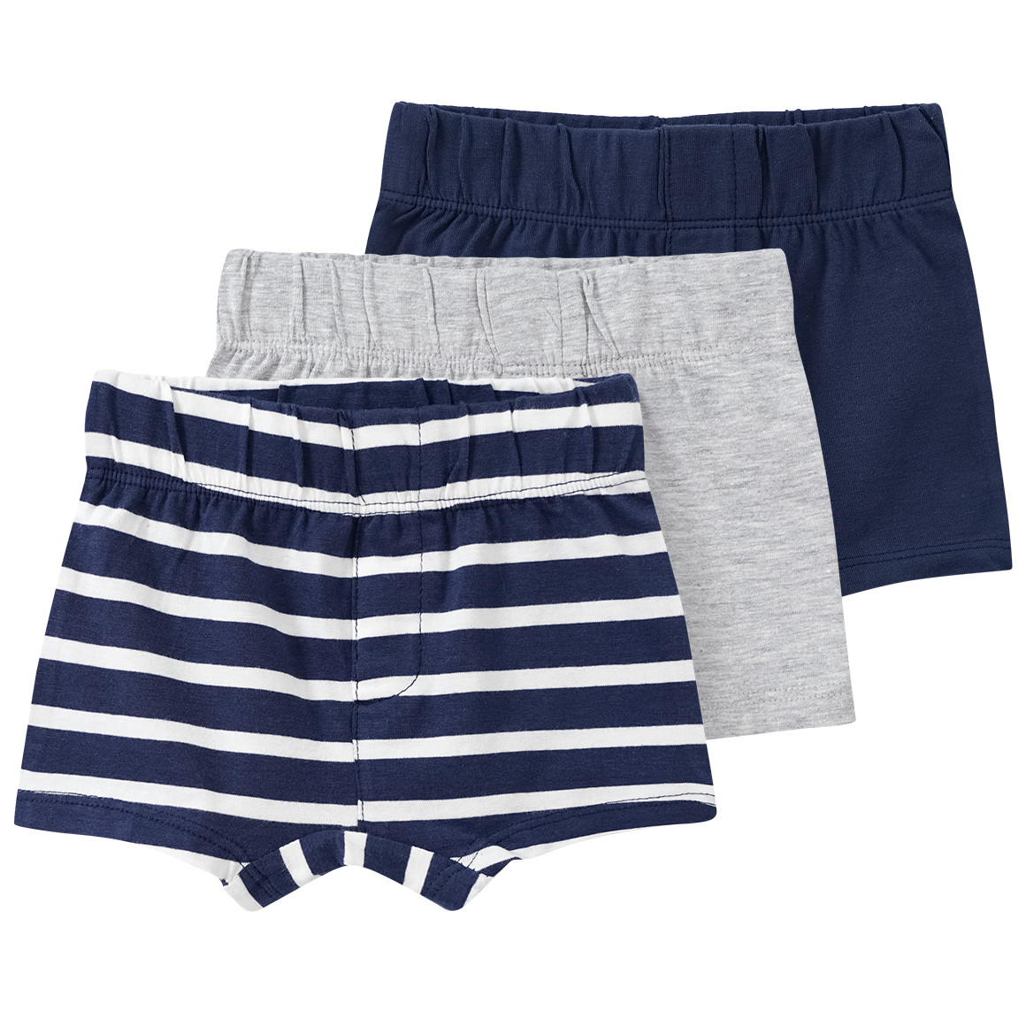 Famy 3 Baby Boxer mit Bio Baumwolle dunkelblau / hellgrau / weiss