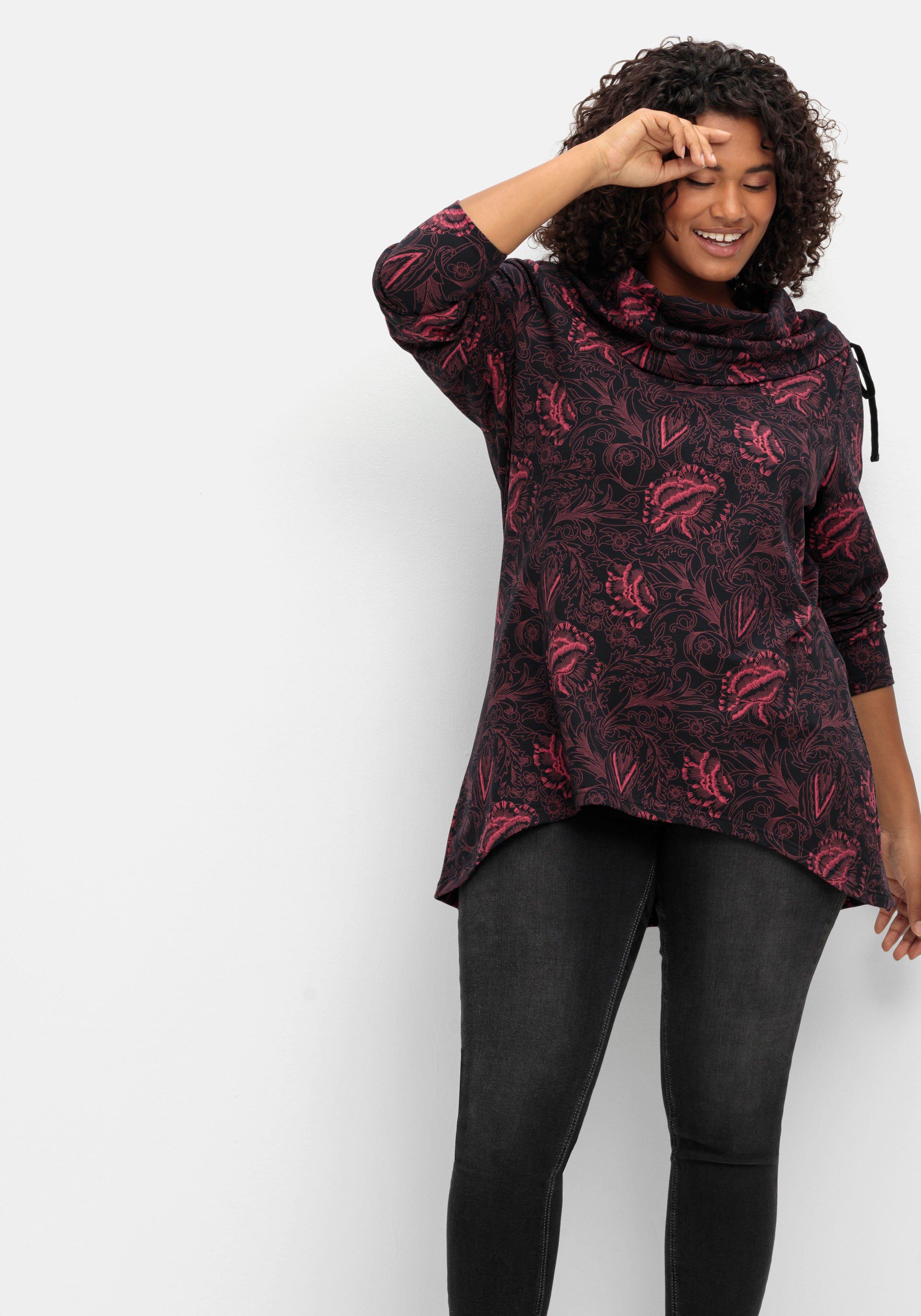 Sweatshirt in Longform mit weitem Kragen