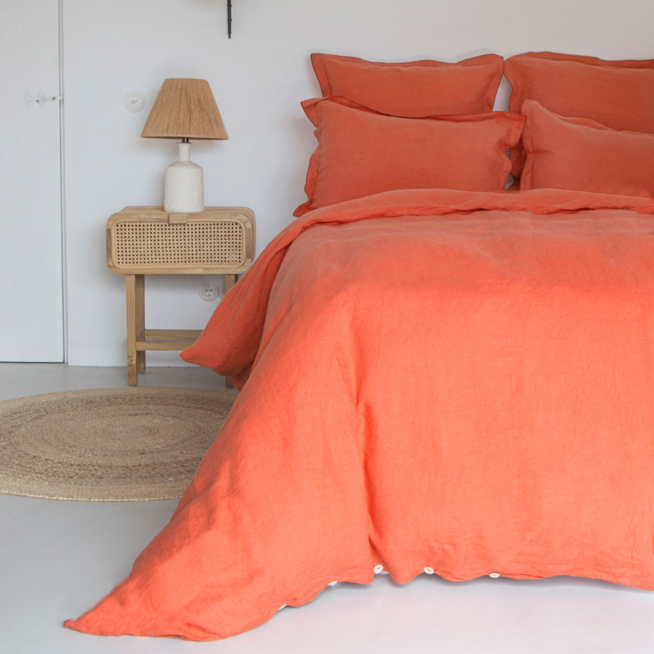 Febronie Home Drap housse 100% Lin Hortense terracotta
