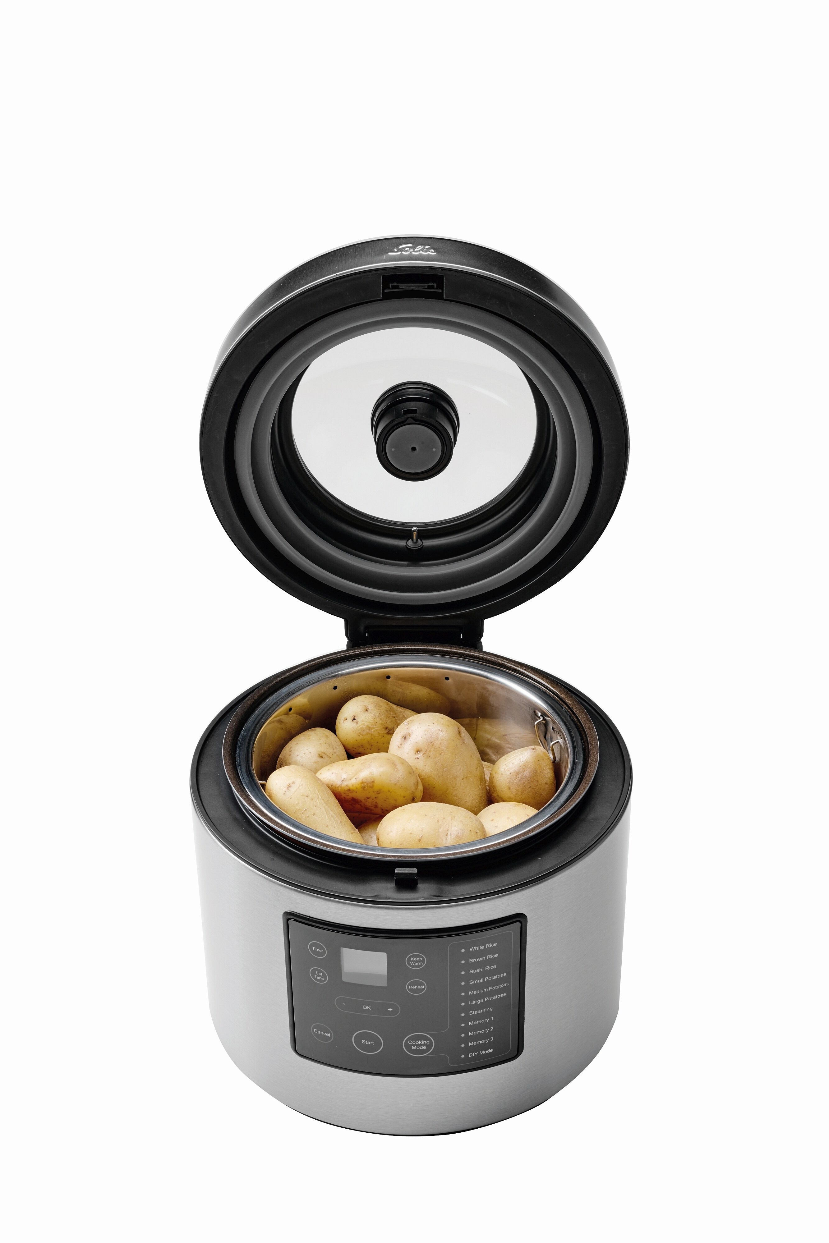 Solis Reiskocher & Dampfgarer, 850 W, 5L Volumen, 3D Heizsystem, Timer