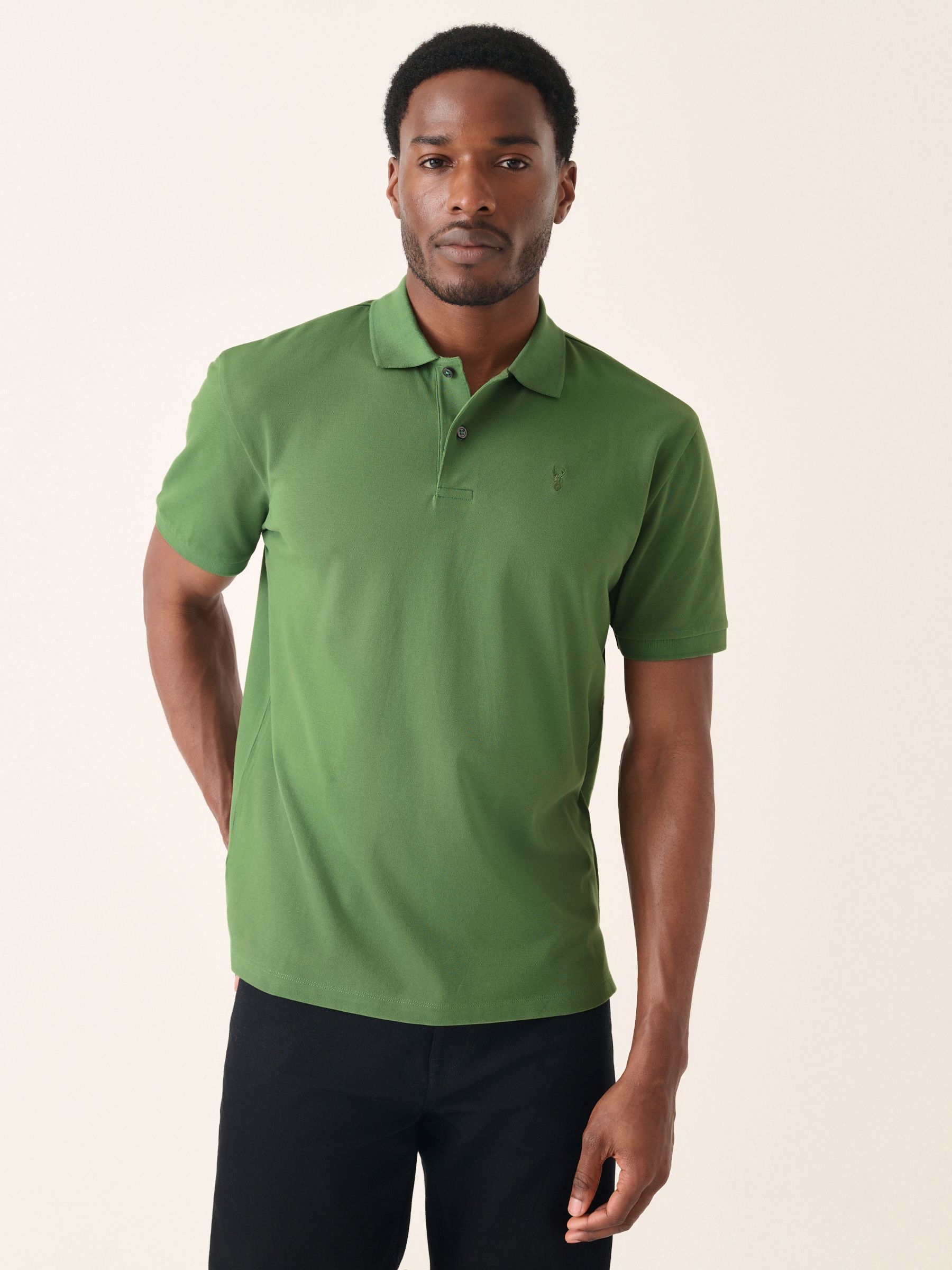 Medium groen - Normale Pasvorm - Long-Sleeve Pique Polo Shirt