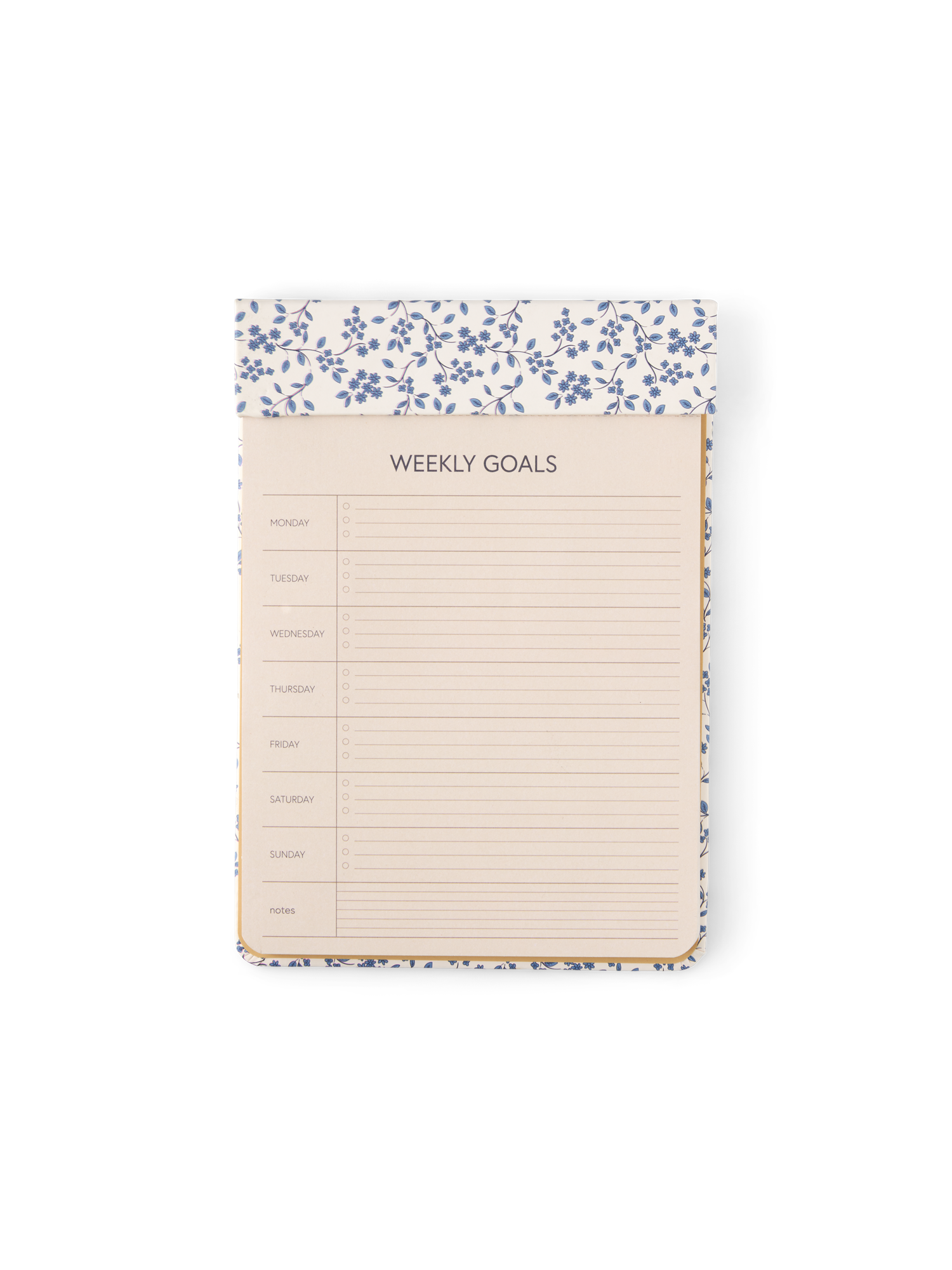 Ugentlig målplanlægger | Papir/PU. 14 x 19,5 cm. 70 ark. | Off White, Blue