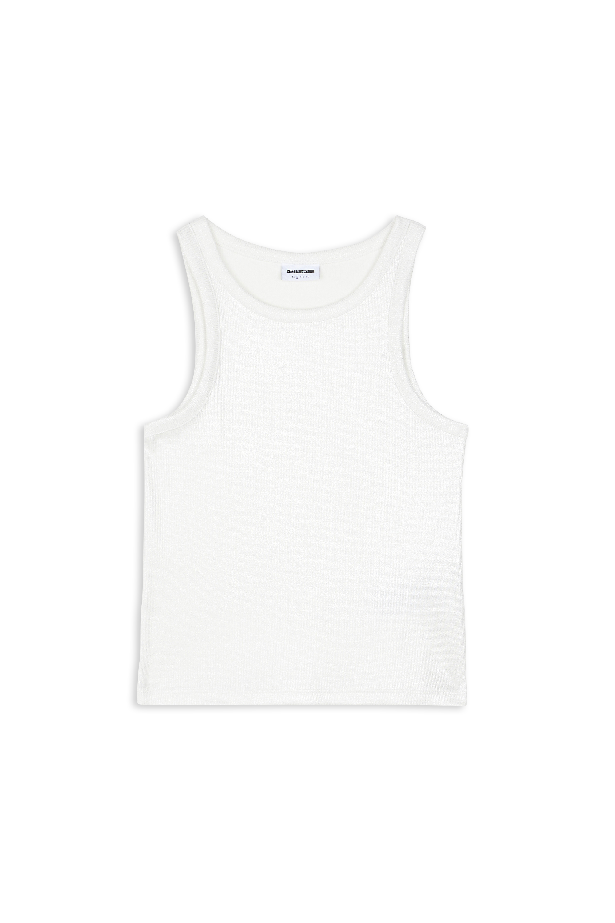 NOISY MAY Débardeur  NMMAYA GLITTER COATED  S/L TOP JRS Blanc