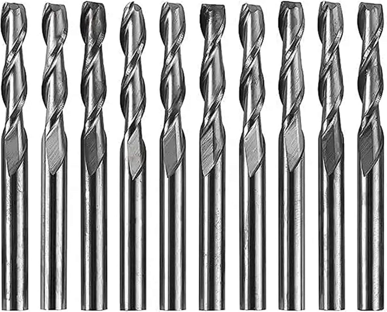 Twotrees  2-schneidige Schaftfräser mit flachem Kopf 10er-Set, 3,175 mm    Präzises Bohrwerkzeug