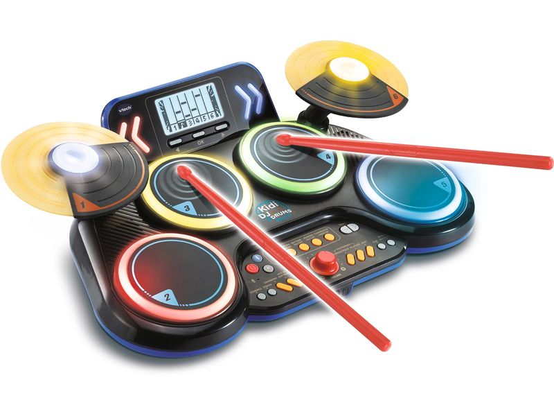 Vtech Musikspielzeug Kidi DJ Drums -FR- Elektronisches Schlagzeug mit coolen Leuchteffekten und realistischen Schlagzeuggeräuschen
