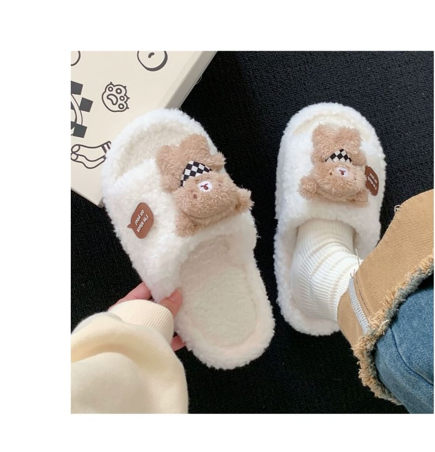 ZORI - Fleece pantoffels met beeraccent