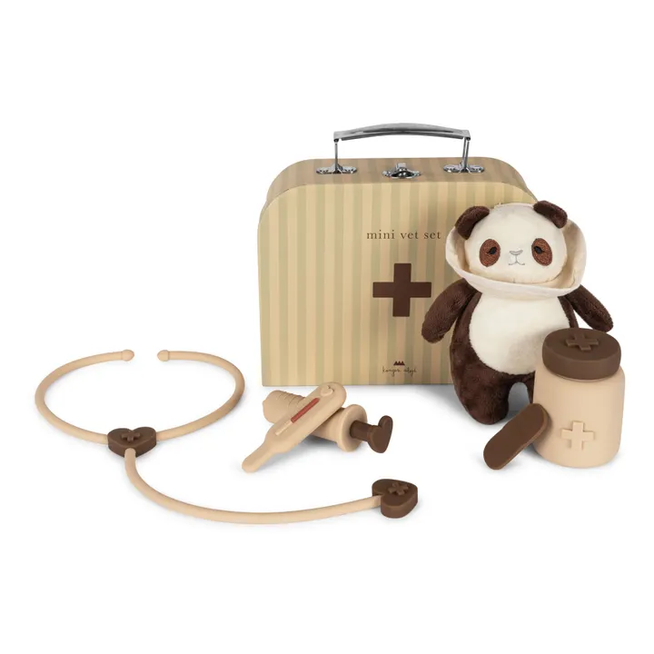 Konges Sløjd Valise de vétérinaire et ses accessoires Panda | Beige