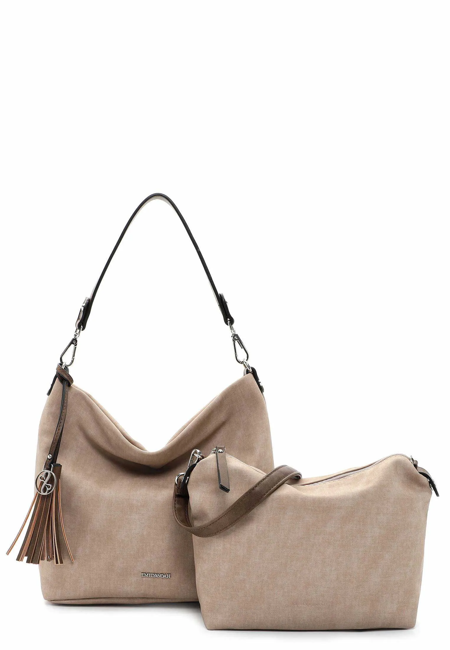 EMILY & NOAH Umhängetasche Taupe Lederimitat  mit Bag in Bag