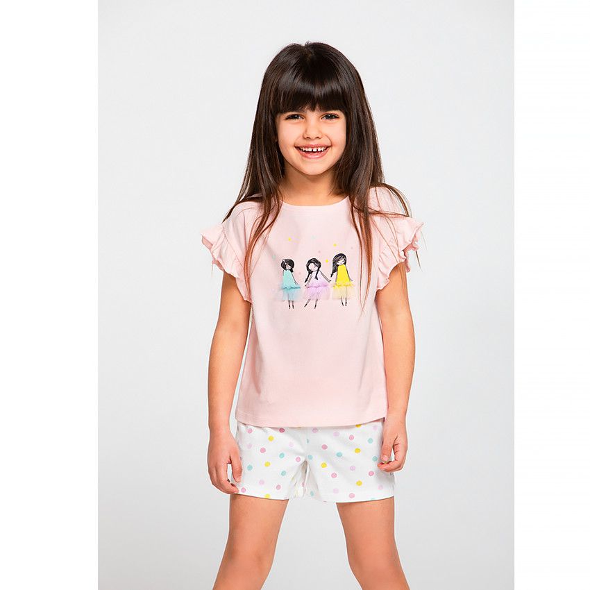 Pyjama t-shirt + short pour fille - Ecru