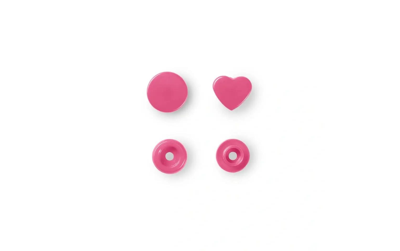 Druckknöpfe Color Snaps Herz, Pink, 12.4 mm, 30 StückNähfreie Druckknöpfe
