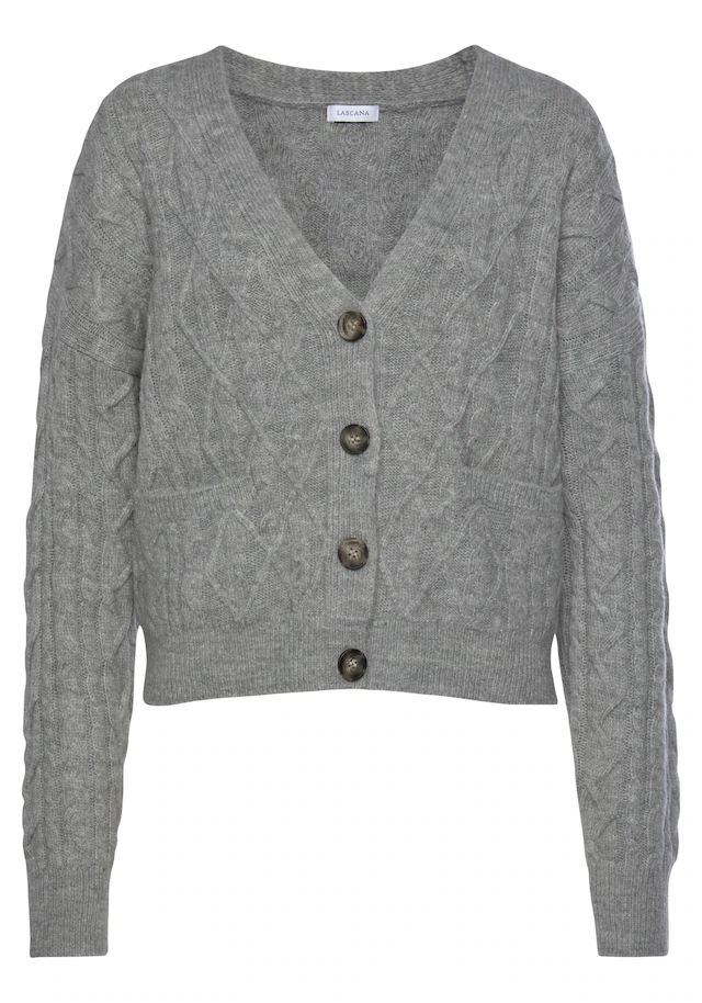 LASCANA Strickjacke , mit Zopfmuster, kuschelweicher Cardigan, lässig