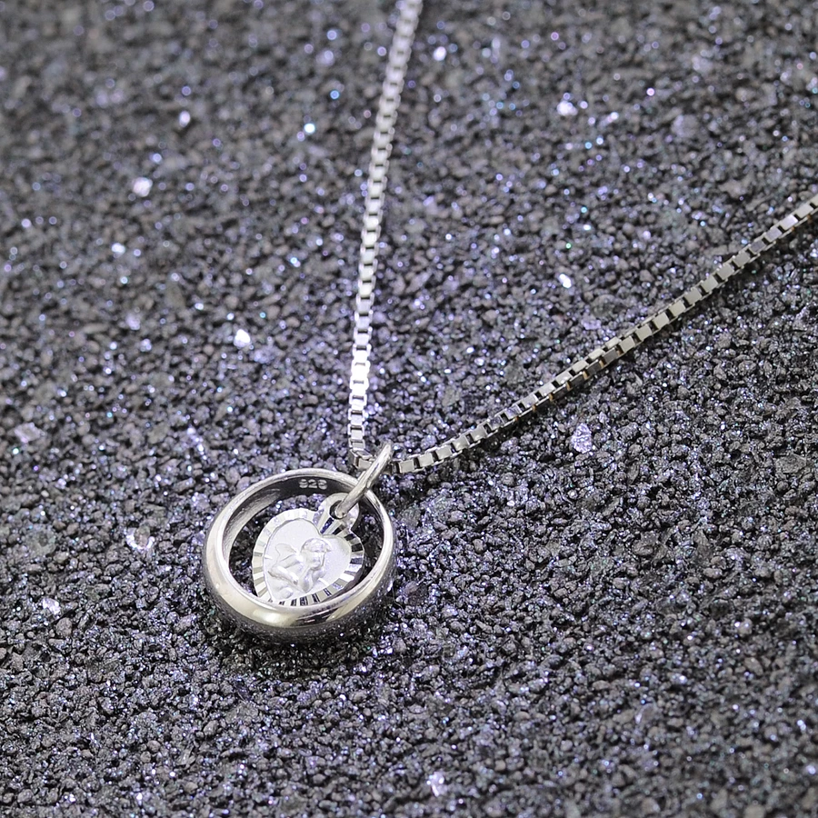 trendor Taufkette 925 Silber Taufring mit Engelherz silver