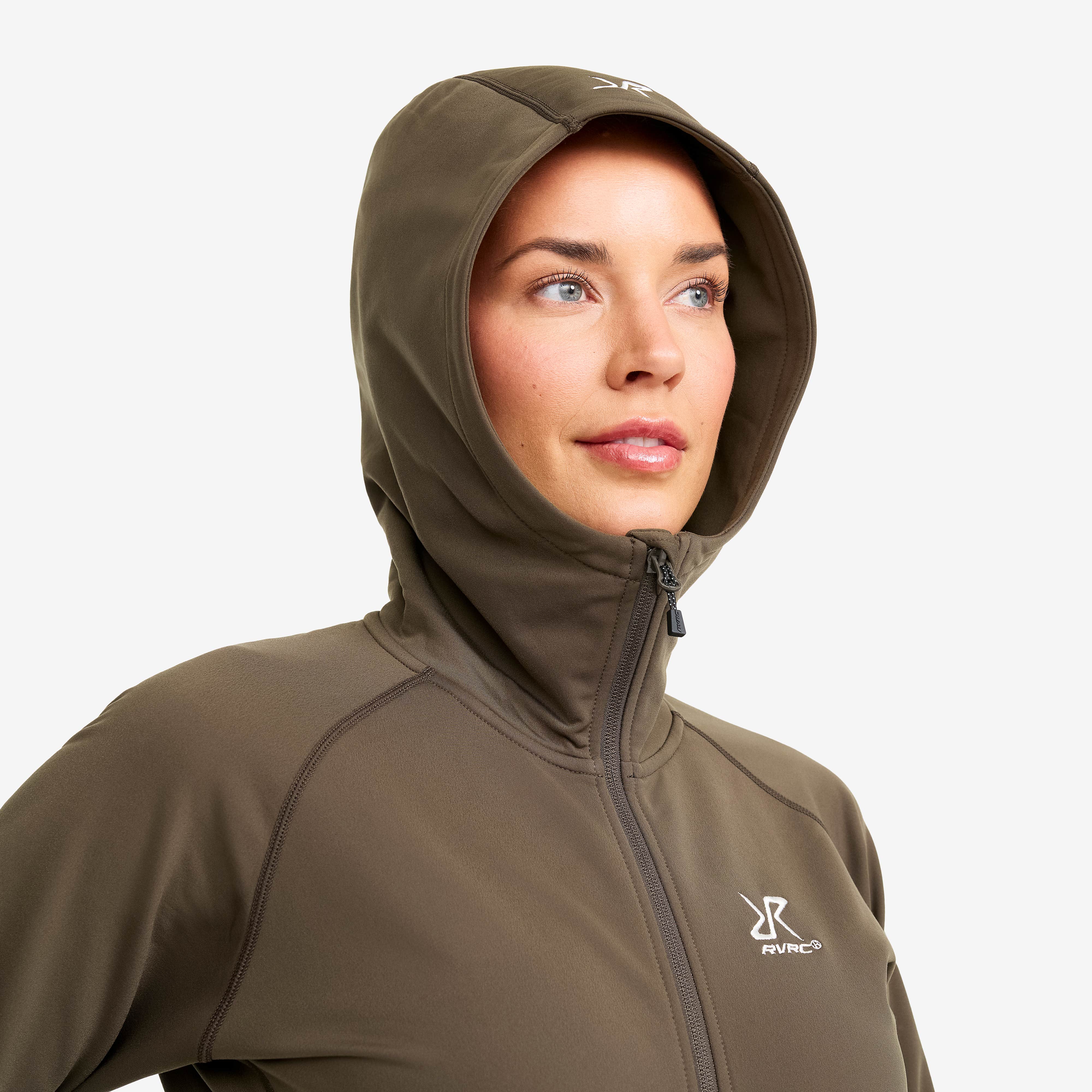 Evolution Light Stretch Fleece Hoodie Dame Moss Gray