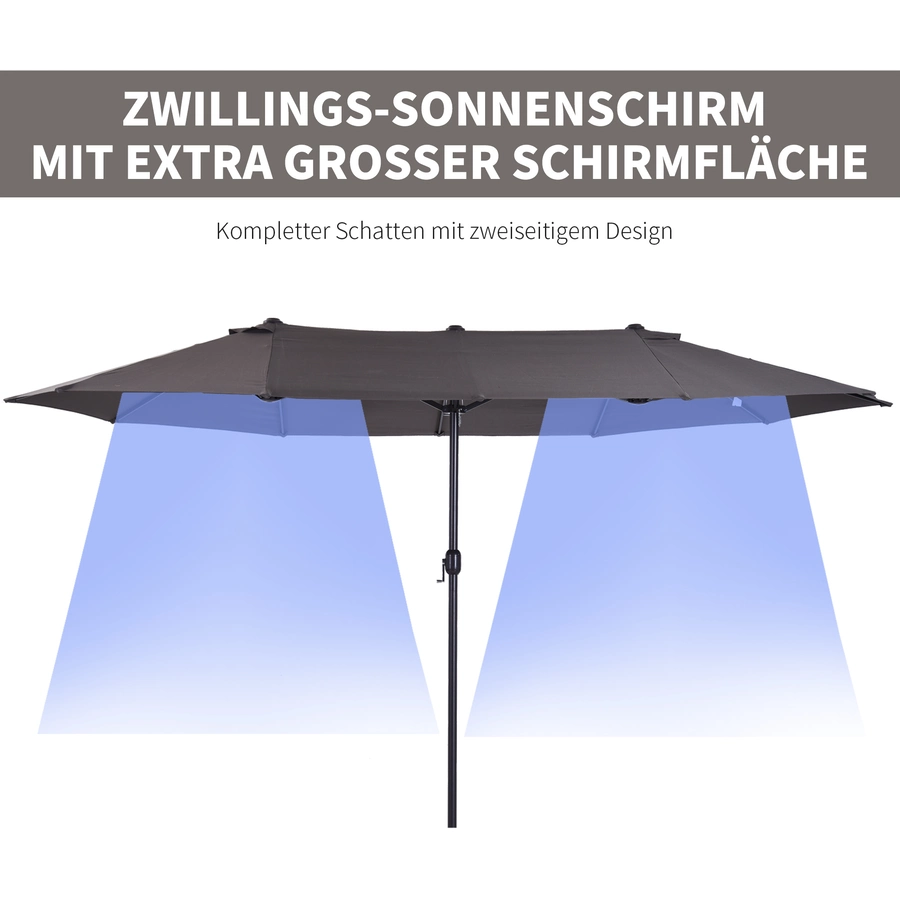Outsunny Marktschirm mit Handkurbel grau