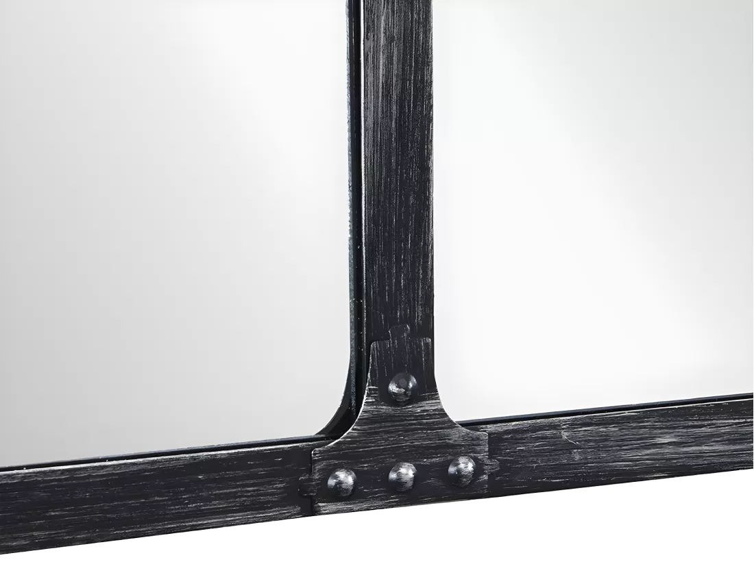 Miroir fenêtre industriel en métal - L. 140 x H. 75 cm - Noir - MAASTRICHT