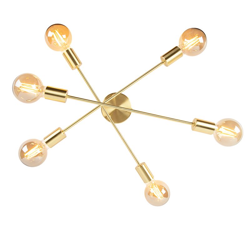 Industriële plafondlamp messing 6-lichts  - Sydney