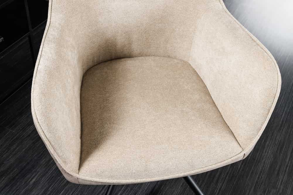 Drehbarer Stuhl VERONA champagner beige Samt Strukturstoff mit Armlehne Metallbeine schwarz