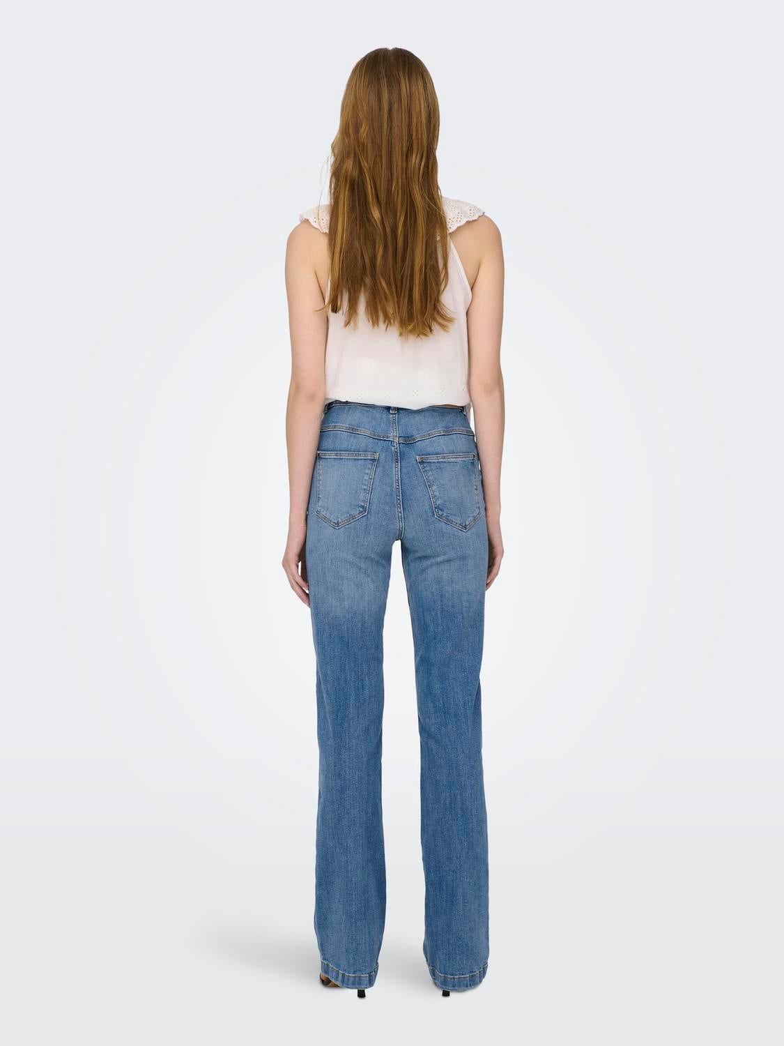 JDYFLORA Hohe Taille Ausgestellt Jeans Medium Blue Denim