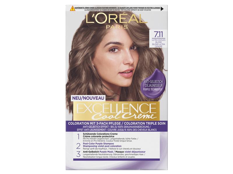 L'Oréal Paris Haarcoloration Cool Crème 7.11 Ultra Kühles B Dauerhafte Haarfarbe mit bis zu 100% Grauhaarabdeckung