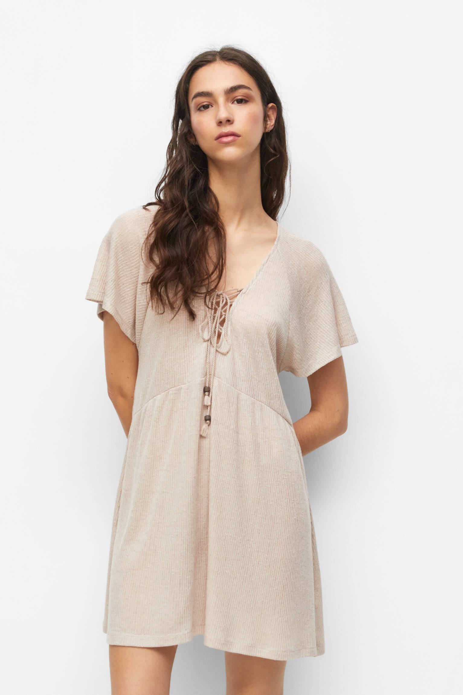 VESTIDO FLUIDO EM MALHA CORSAIR - AREIA