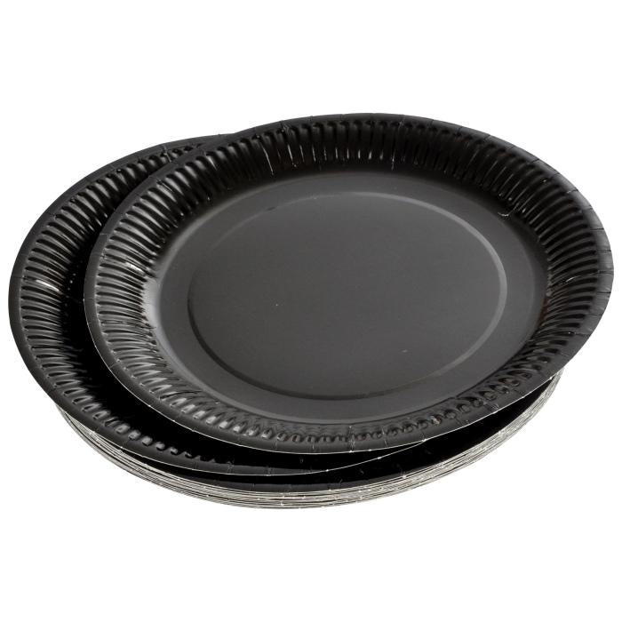 SET 20 ASSIETTES RONDES D.23CM NOIR