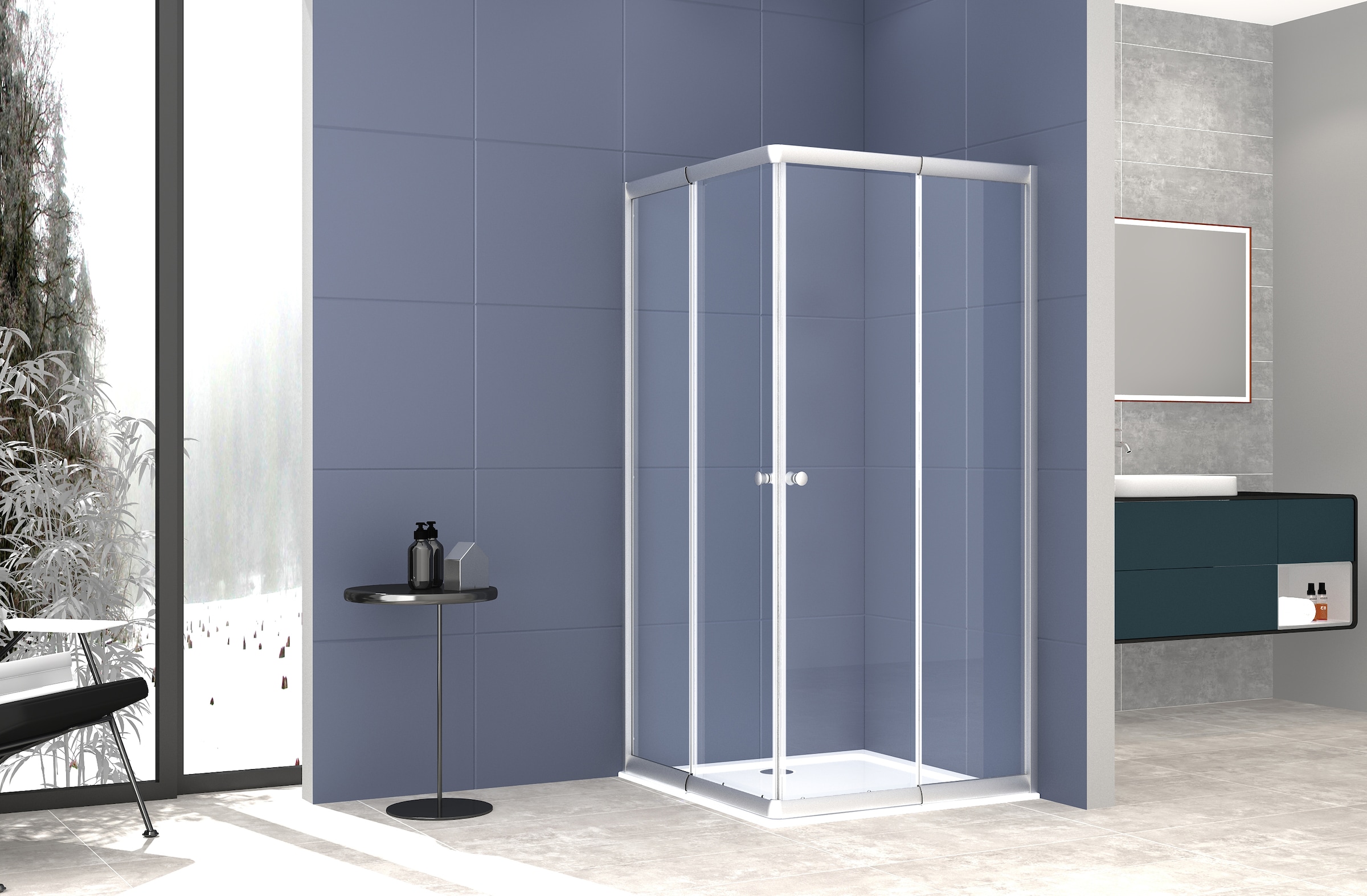 welltime Eckdusche »Trento« mit variablem Verstellbereich von 80-90cm, Eckdusche mit Schiebetüren