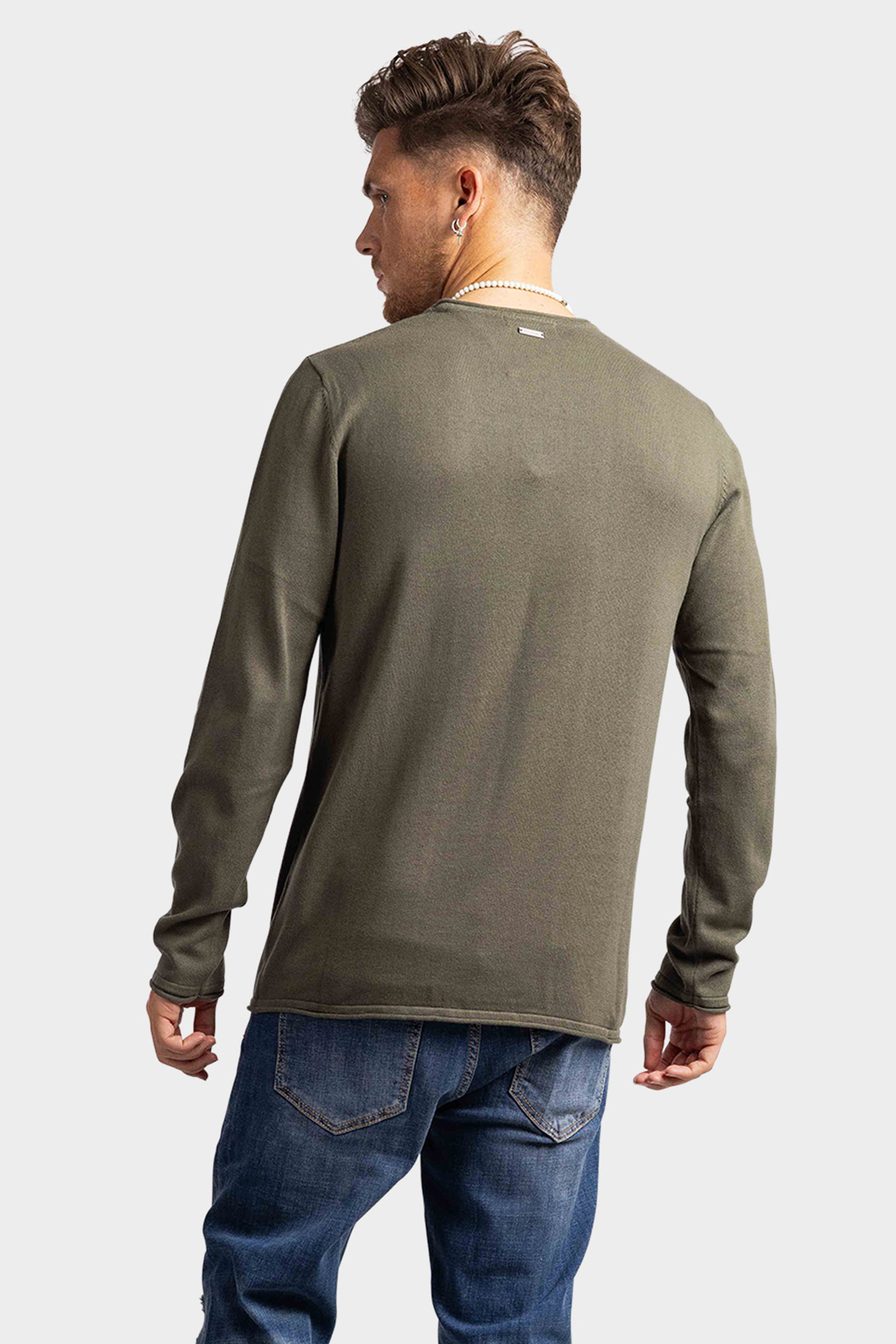 Purewhite Essentials Garment Dye Knit Sweater Heren Army Green