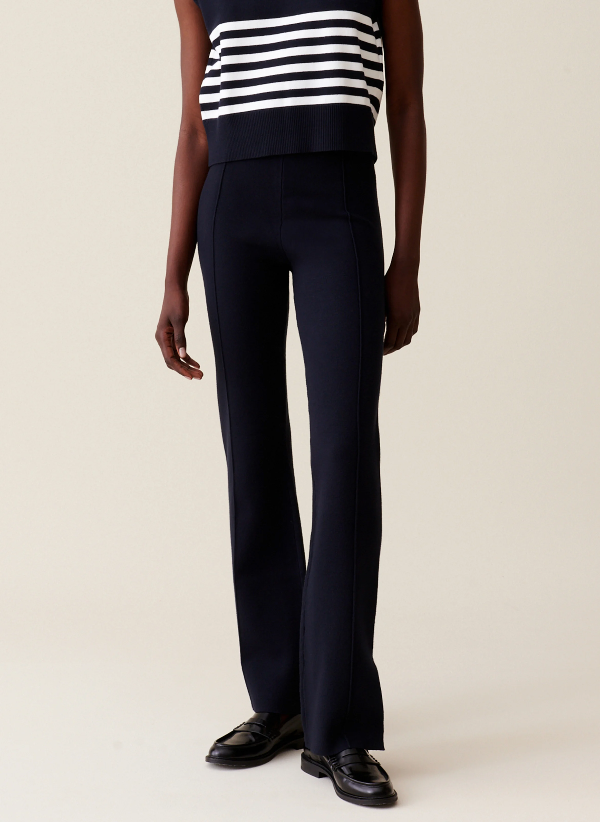 Pantalon flare en maille | Bleu