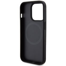 iPhone 15 Pro MagSafe Leder Hardcase Hülle Metall Logo (FEHMP15LPTEK) - Schwarz