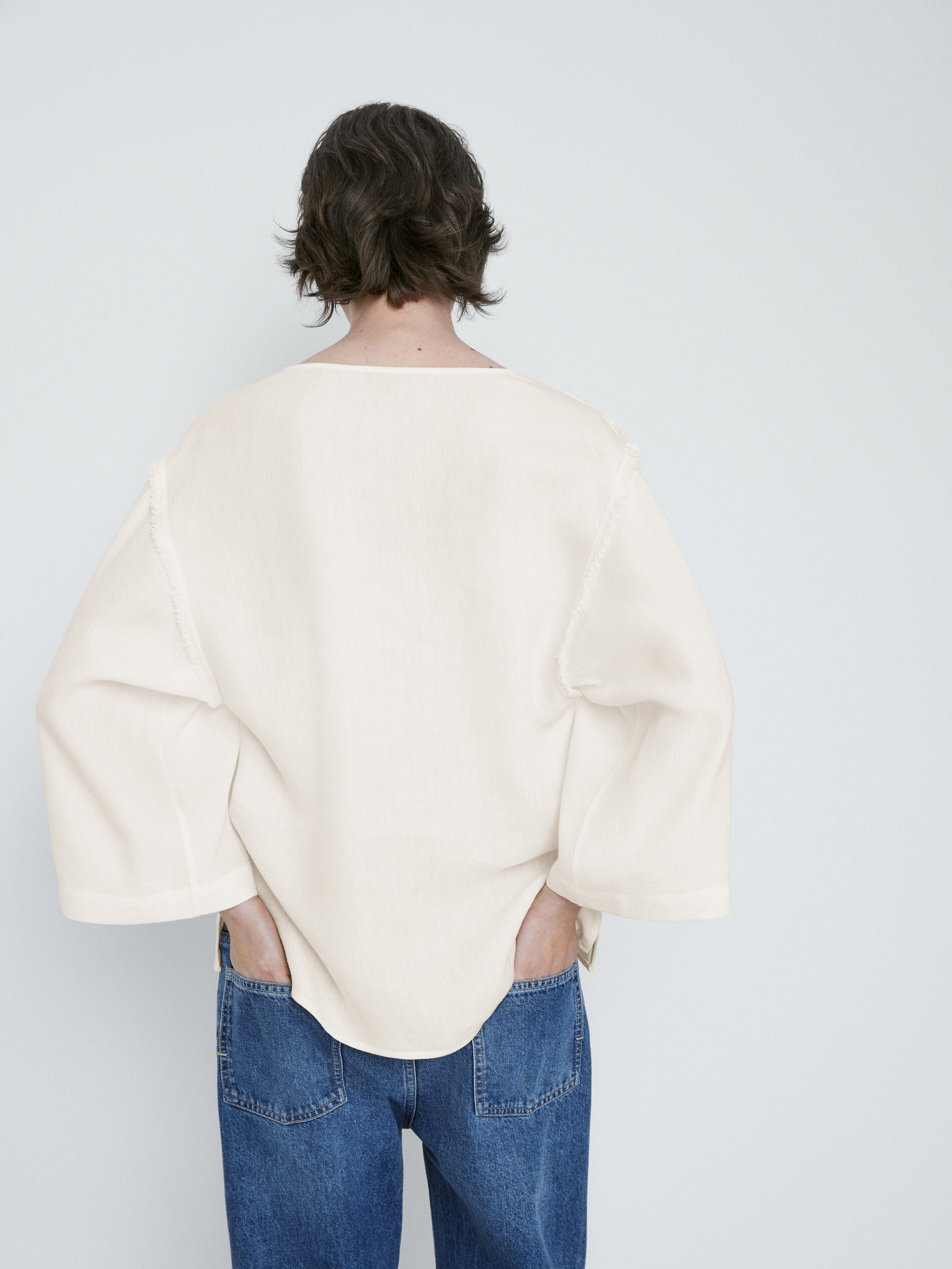Blusa kimono detalhe desflecado - CRUDO