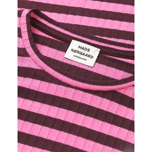Mads Nørgaard 5x5 Classic Stripe Talika Langærmet T-shirt, Plum Perfect/Carmine Rose, 8 år