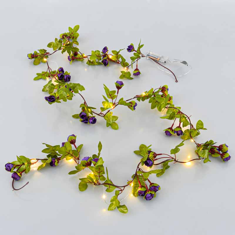 Guirlande lumineuse fleurs et feuillage
