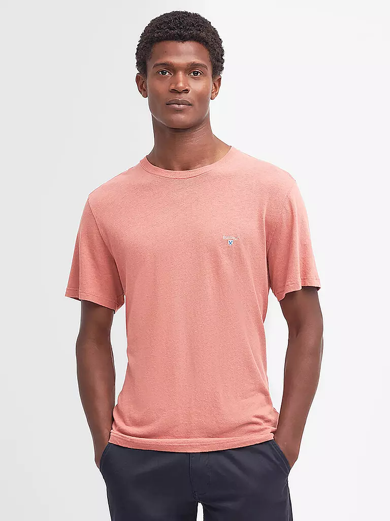 BARBOUR Leinen T-Shirt CLIFFE rosa