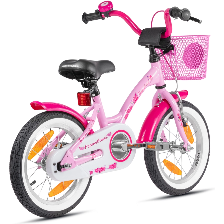 PROMETHEUS BICYCLES® HAWK Kinderfahrrad 14 , Rosa-Weiß mit Stützrädern