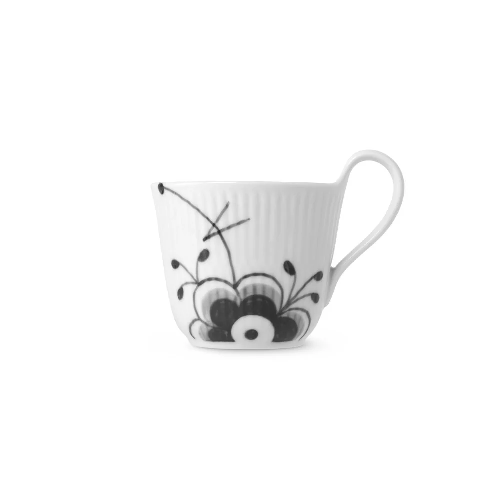 Royal Copenhagen  Sort Mega Riflet højhankskop - 25 cl.