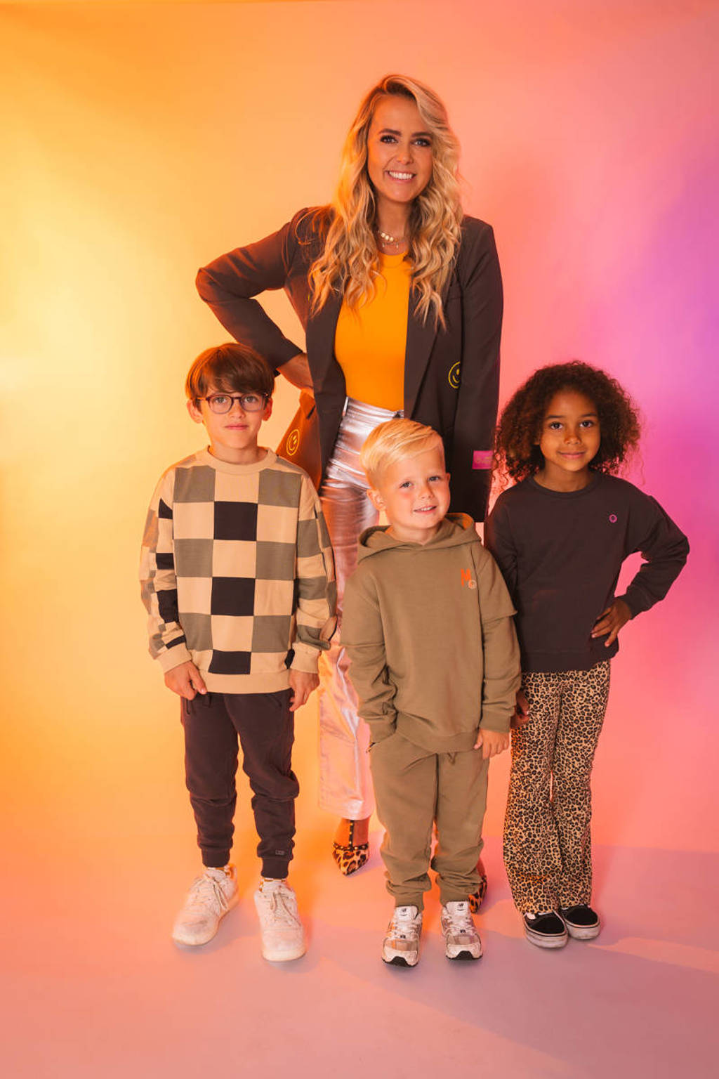 Quapi flared fit broek ZUZE met panterprint bruin/zwart