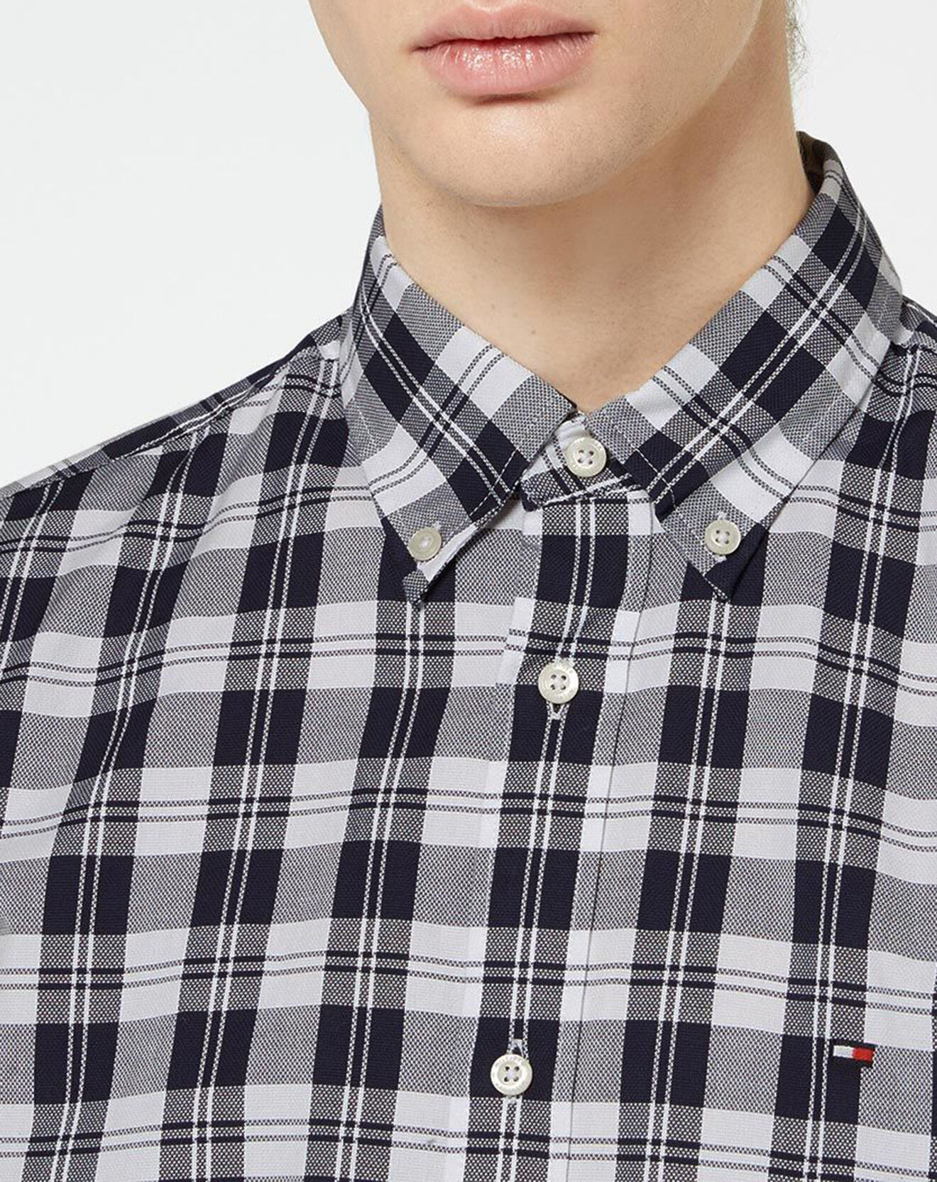 Tommy Hilfiger Chemise droite Textured Check à carreaux bleu marine/blanc