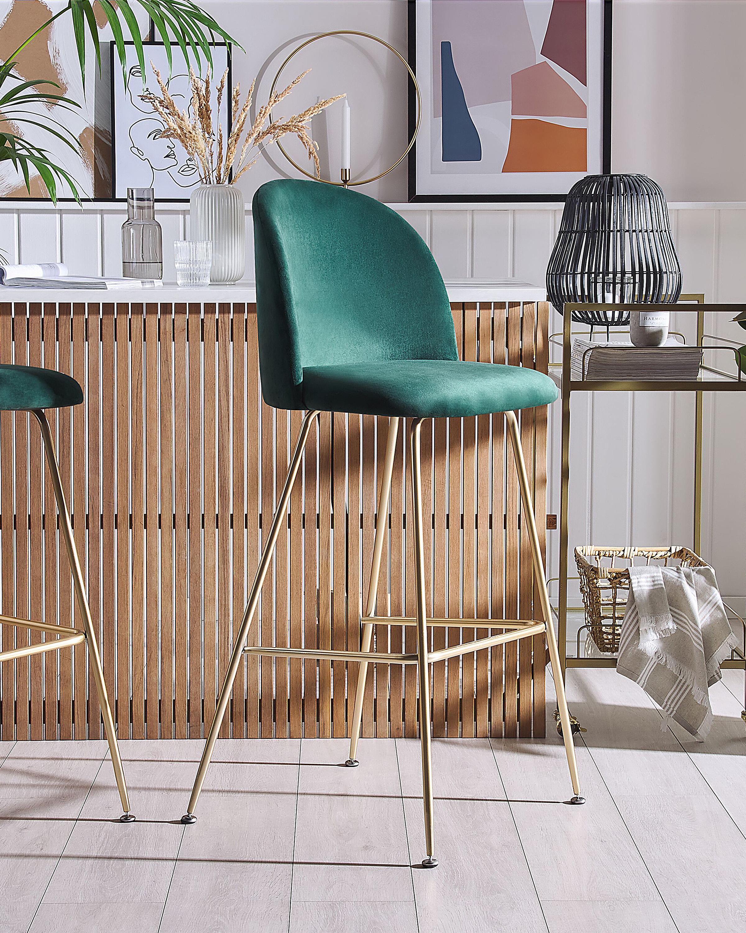 Set van 2 barstoelen ARCOLA Fluweel Smaragdgroen