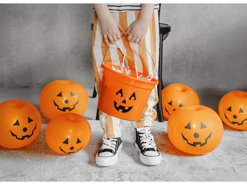 Partydeco Ballons Kürbis, leuchtend, 25 cm, 5 Stück UV-Ballons für Halloween Partys