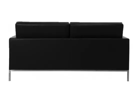Canapé design 2 places capitonné cuir noir Flora 145cm
