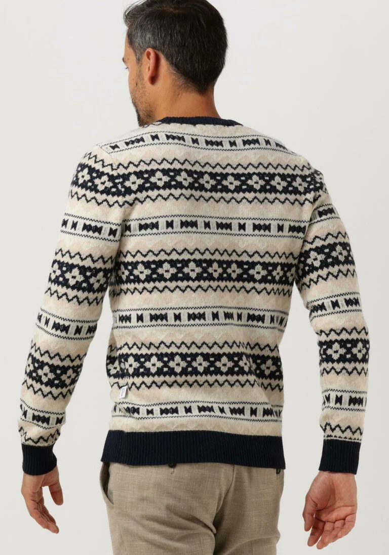 SELECTED HOMME beige selected homme trui faroe ls knit fair isle crew