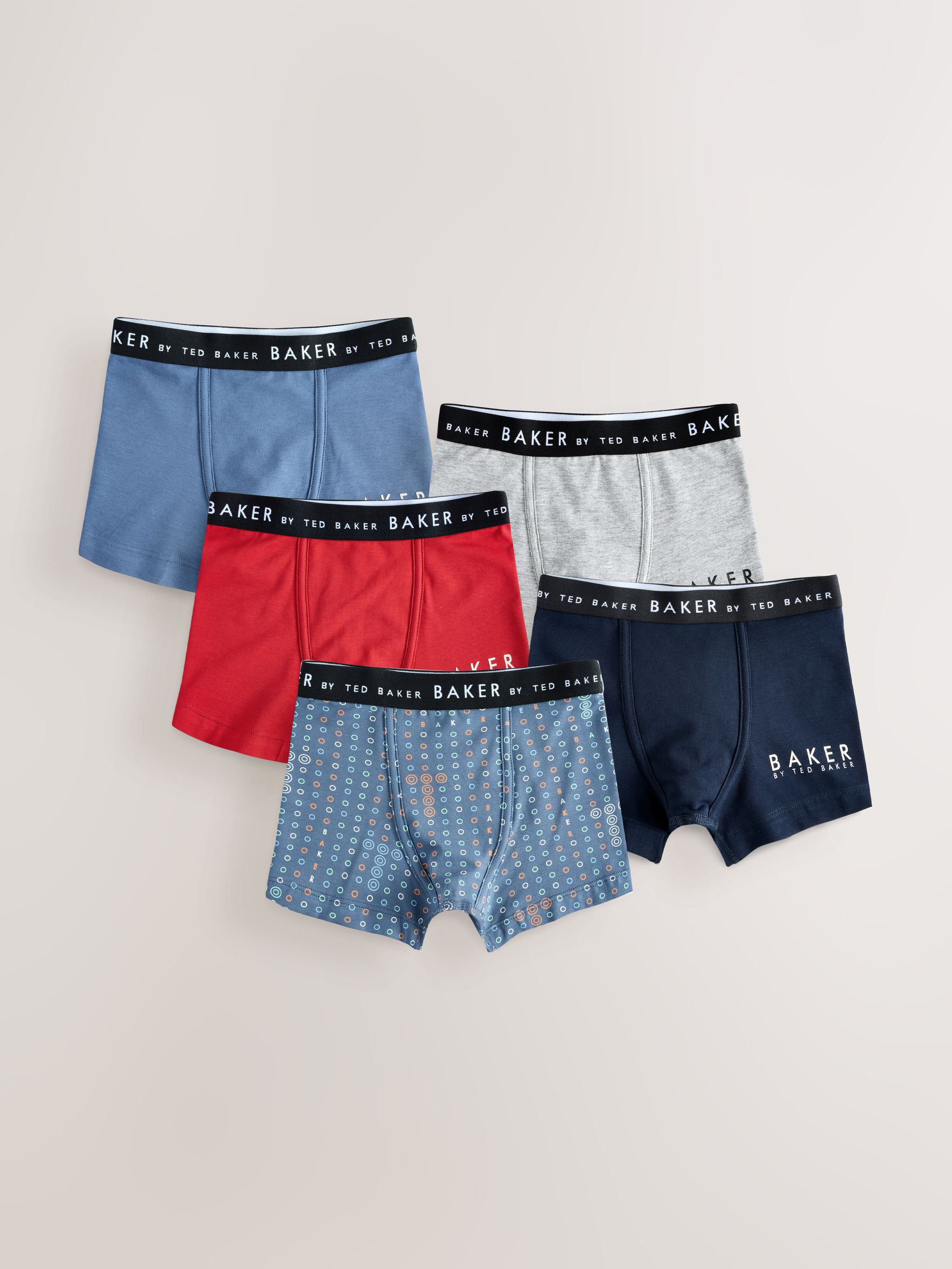 Rood - Baker by Ted Baker jongens boxershorts verpakking van 5