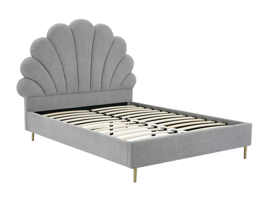 Lit coquillage 140 x 190 cm - Tissu - Gris clair - LIVAYA