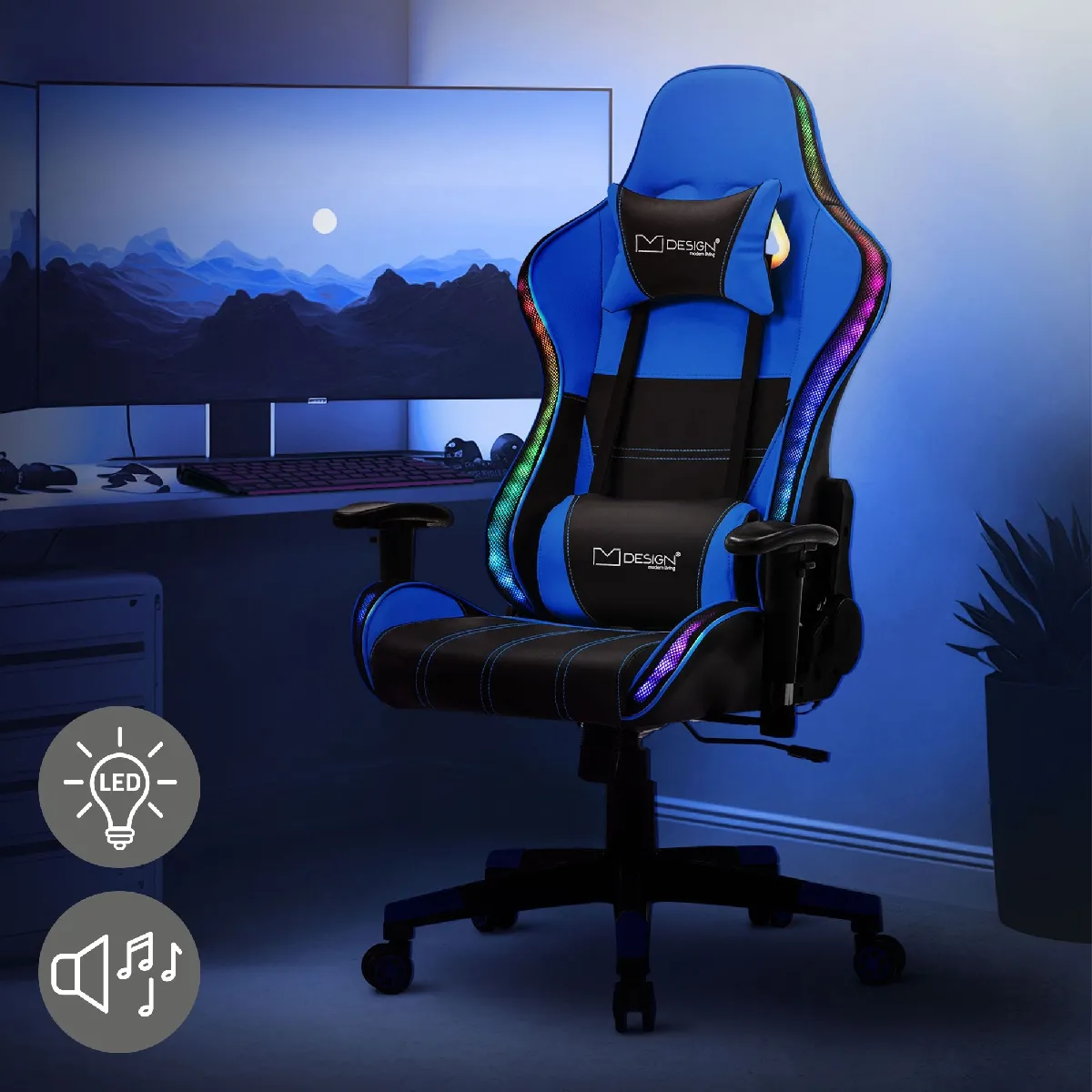 ML DESIGN MODERN LIVING ML Design Chaise RGB - Noir/Bleu
