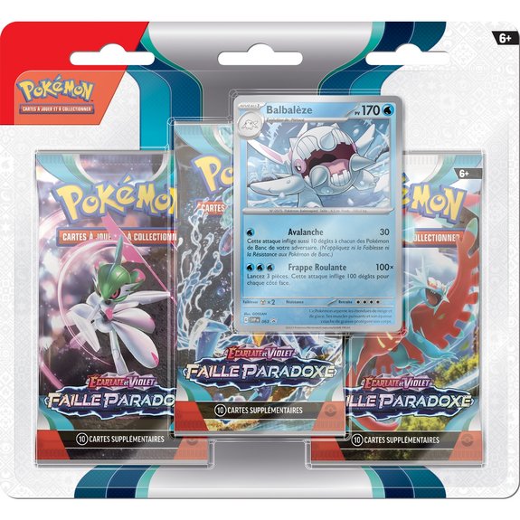 Pack de 3 boosters Pokémon Ecarlate et Violet Faille Paradoxe