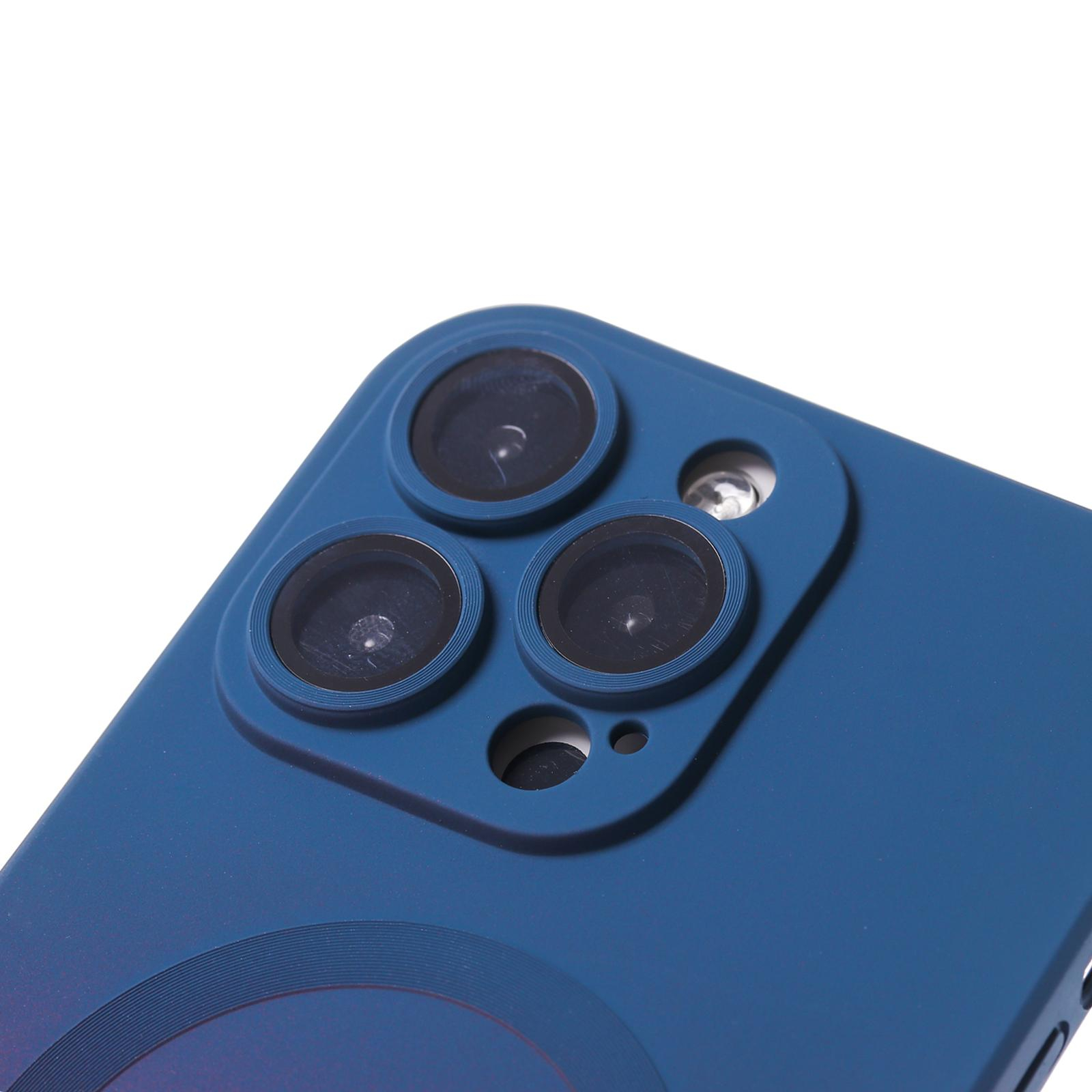 iPhone 14 Pro Max MagSafe Gummi Case Hülle Kameraglasschutz mit Farbverlauf - Dunkelblau / Weinrot