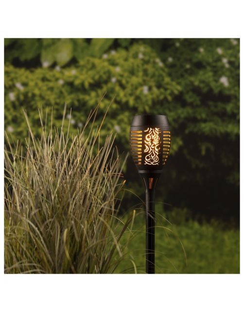 Lumineo Solar Fakkel Met Vlam Effect - Tuinverlichting - 49.5 cm Zwart 30 led