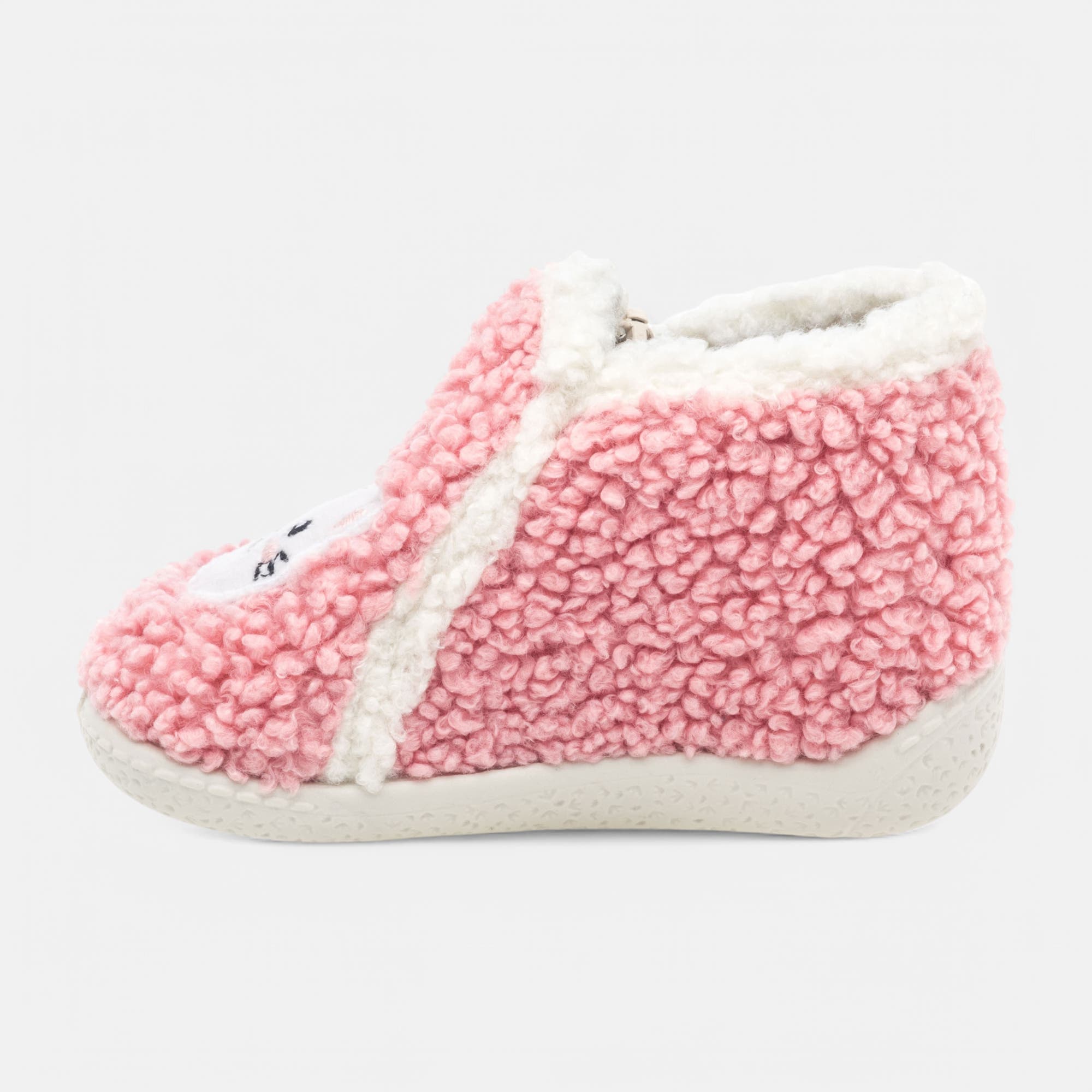 Pantoufles botillons zippés Bébé fille rose