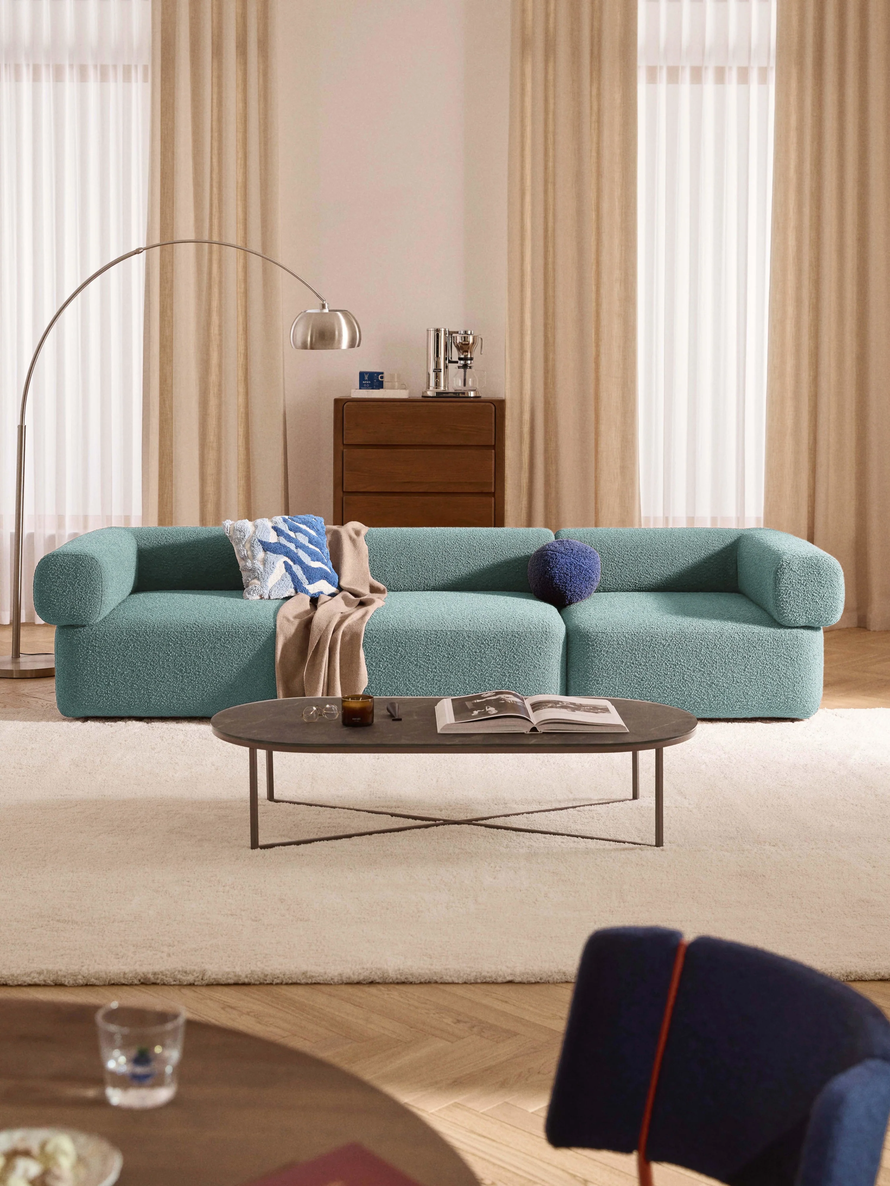 Modulaire bank Anton (4-zits) van bouclé