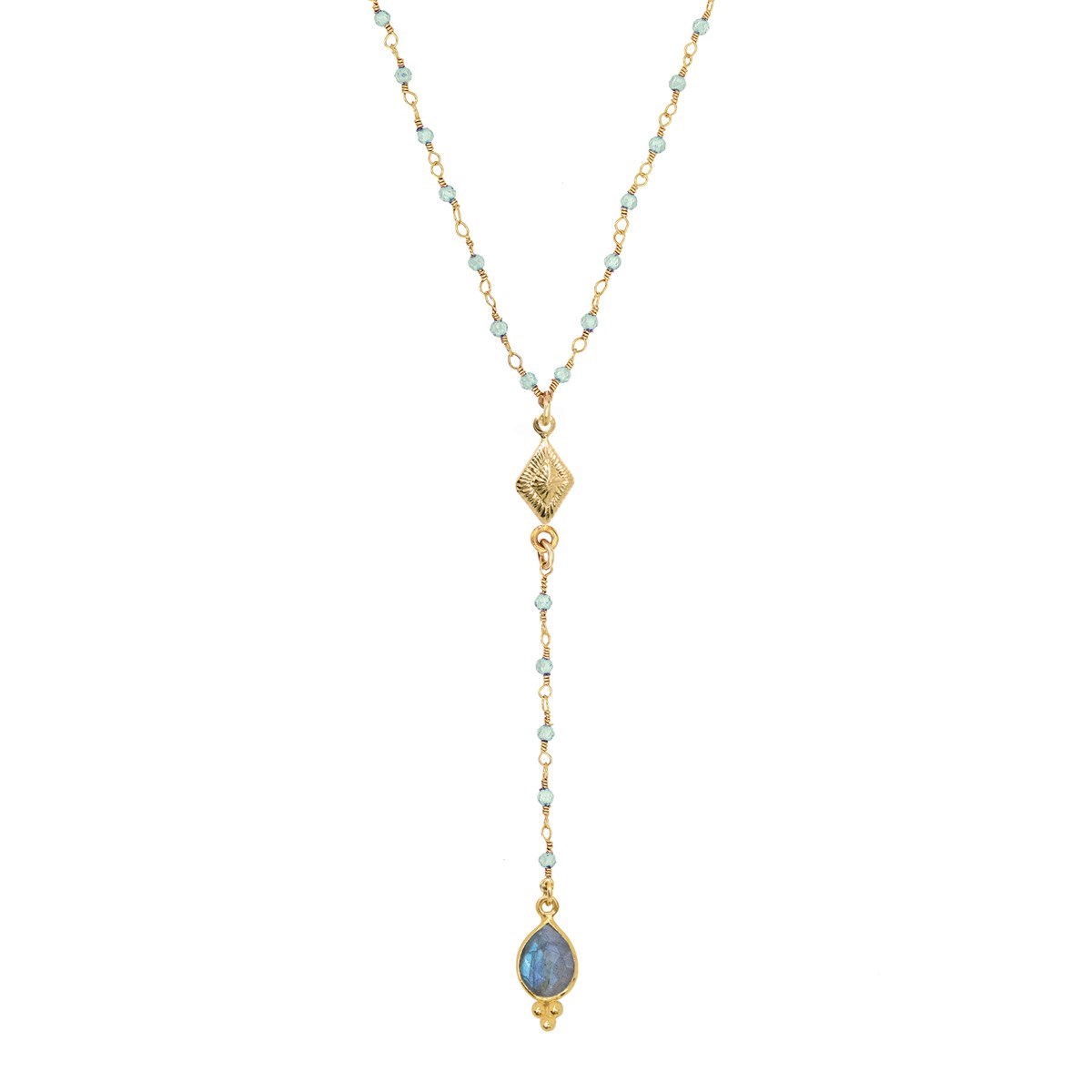 Chapelet labradorite doré à l'or fin 24k NEW DELHI